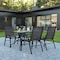 Flash Furniture 5PC Patio Set-55" Glass Table, 4 Black Chairs TLH-089REC-303CBK4-GG - alternate 1